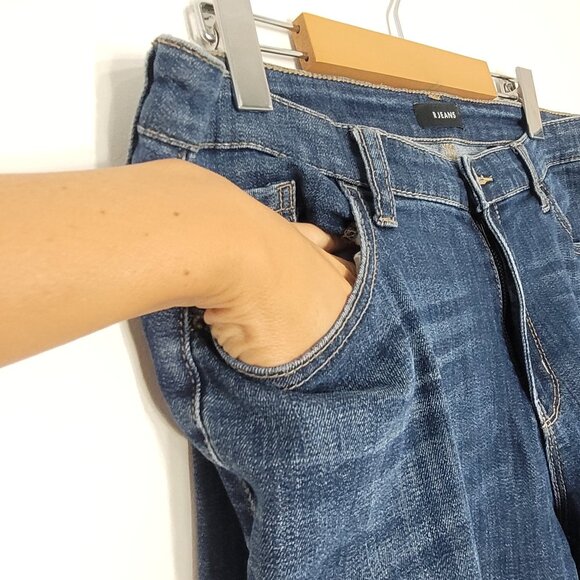 R Jeans Women's Blue Cotton Blend Pockets Mid Rise Regular Fit Straight Leg Jean - Picture 8 of 13